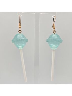 ✨2/$10✨ Blue Resin Saturn Drop Sterling Silver Elements Earrings 2.5''